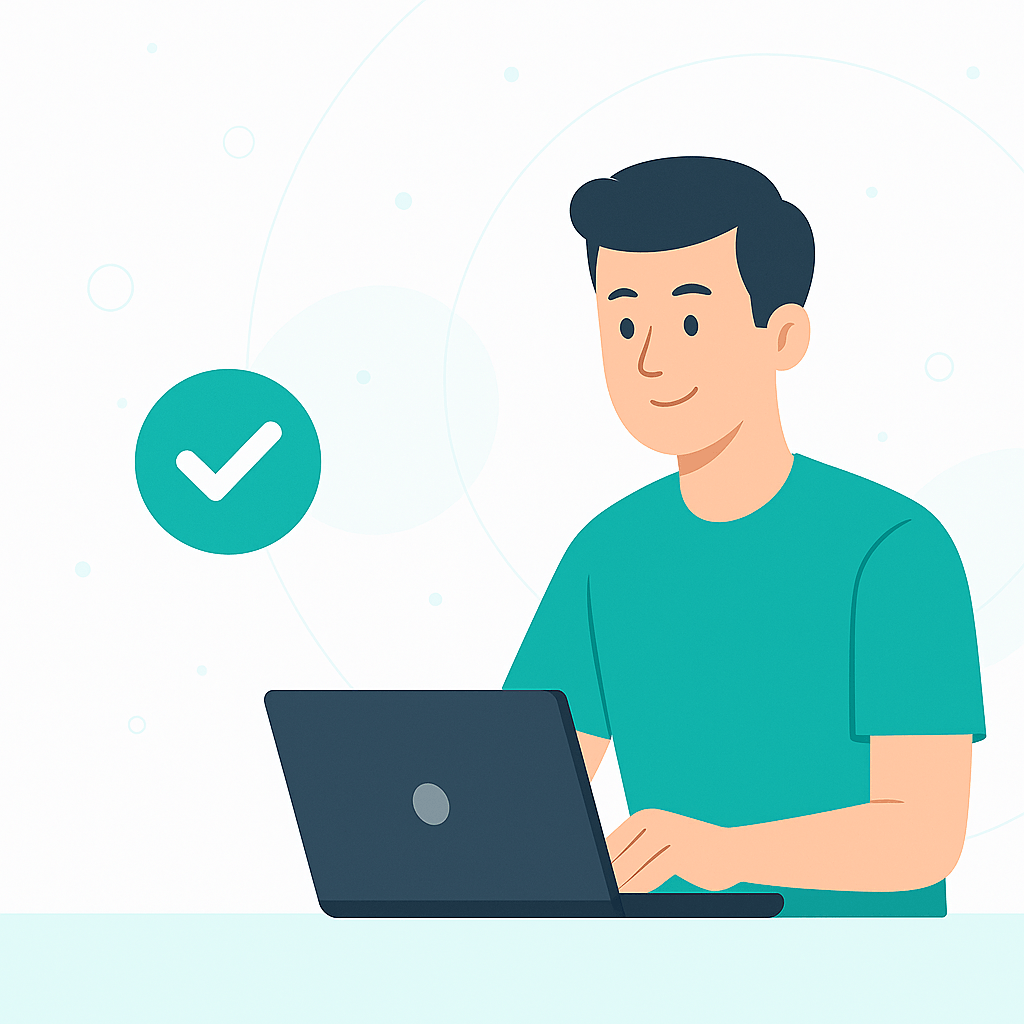 modern abstract tech illustration with code elements and geometric shapes in teal and gray, minimalist web design concept