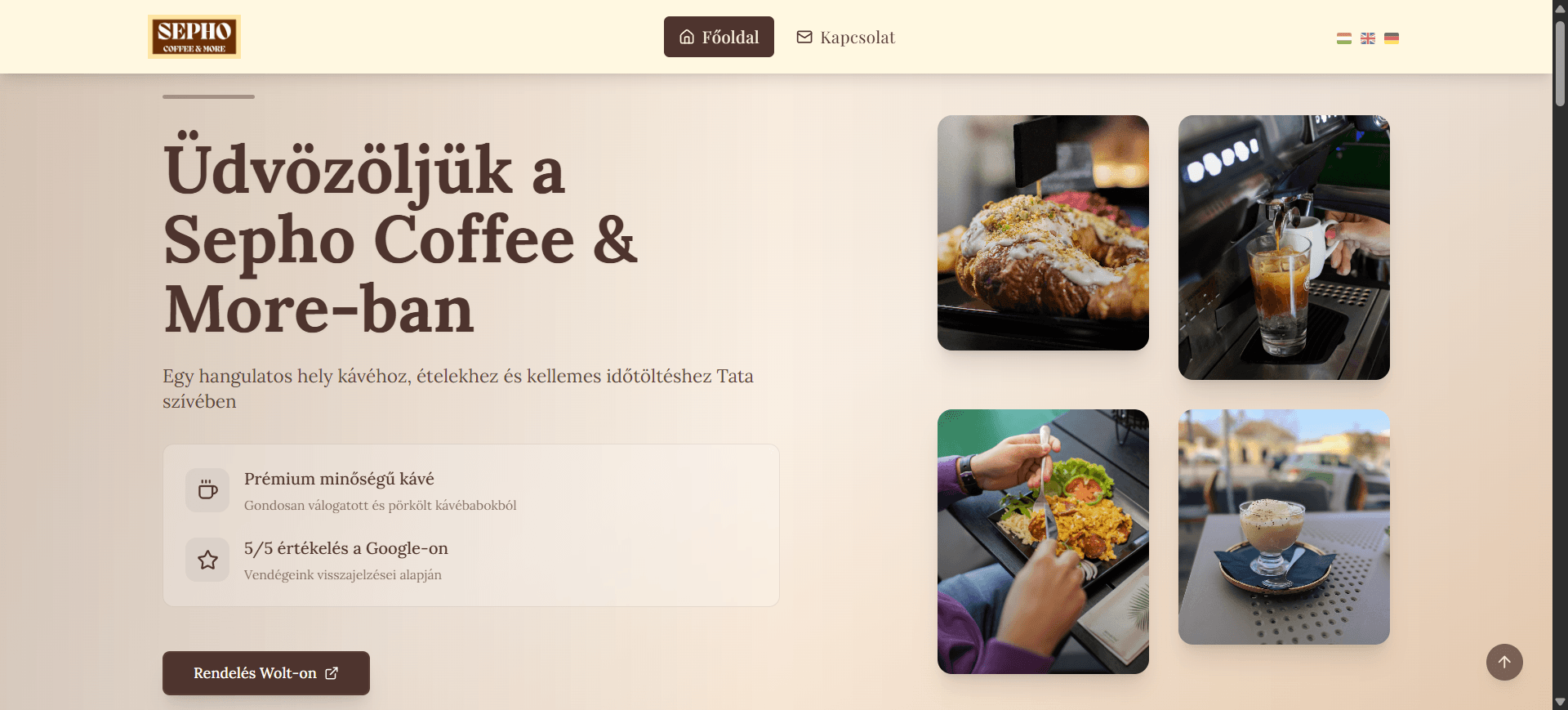 Sepho Coffee & More weboldal képernyőkép